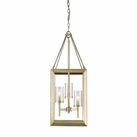 GOLDEN LIGHTING Smyth 3 Light Pendant in White Gold with Clear Glass 2073-3P WG-CLR